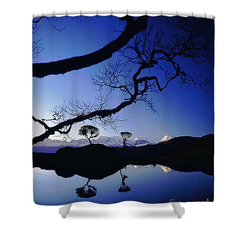 Prott Shower Curtain featuring the photograph Makalu Nepal at sunset by Rudi Prott