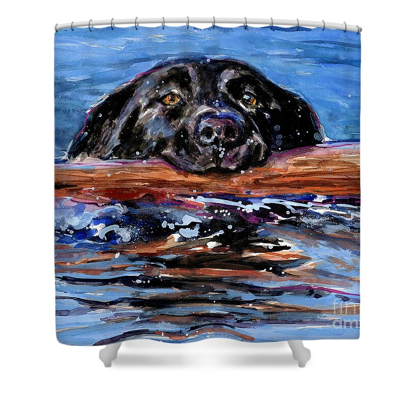 Black Dog Shower Curtain featuring the painting Make Wake by Molly Poole