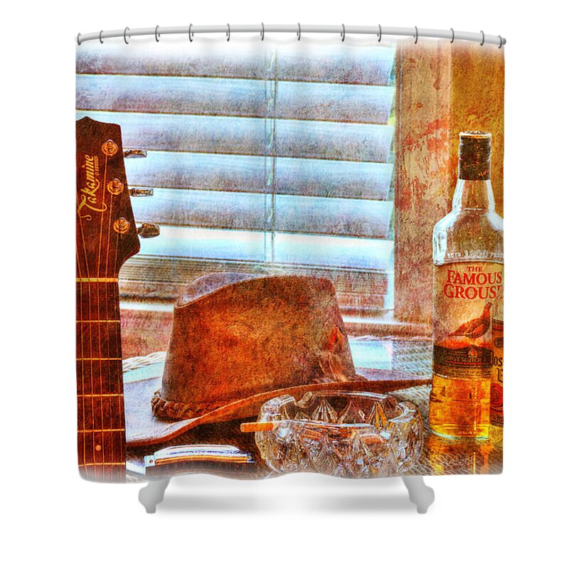 Guitar Shower Curtain featuring the photograph Making Music 002 by Barry Jones