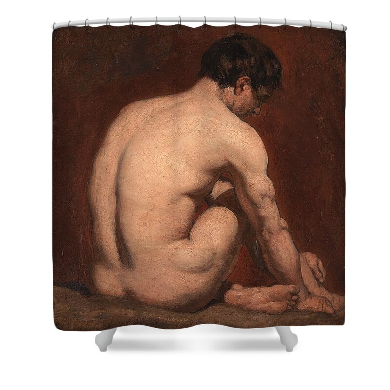  Nude Shower Curtain featuring the painting Male Nude from the Rear by William Etty
