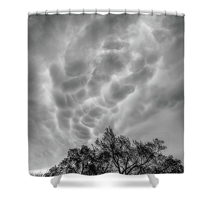 Severe Weather Shower Curtain featuring the photograph Mammatus Dance by Scott Cordell