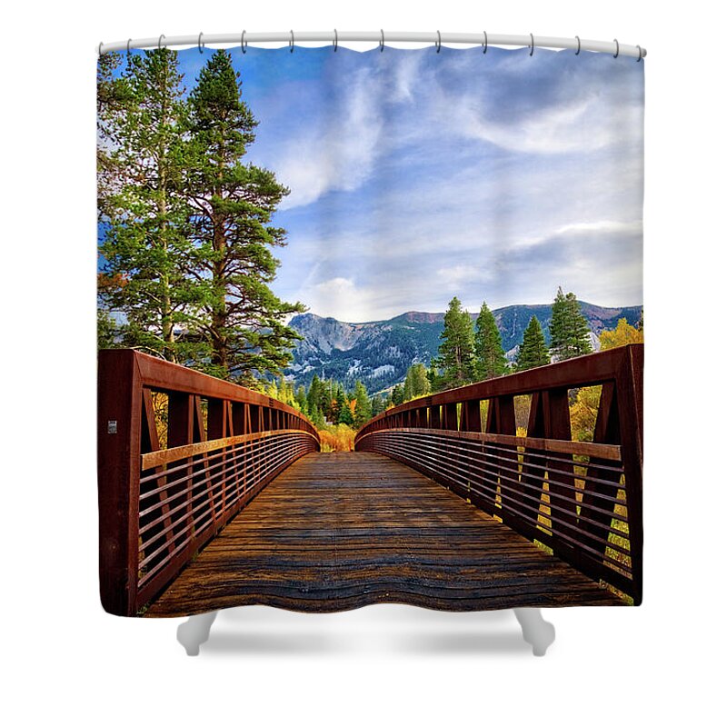Bridge Shower Curtain featuring the photograph Mammoth Lakes Bridge to Beauty by Lynn Bauer