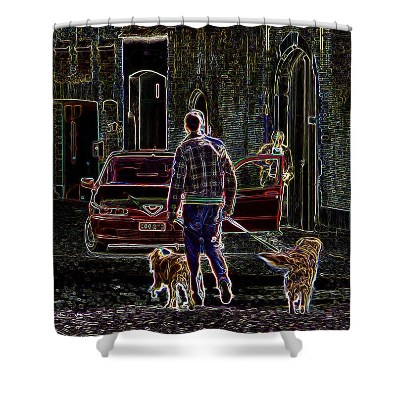 Photograph Shower Curtain featuring the photograph Man and Best Friends by Rhonda McDougall
