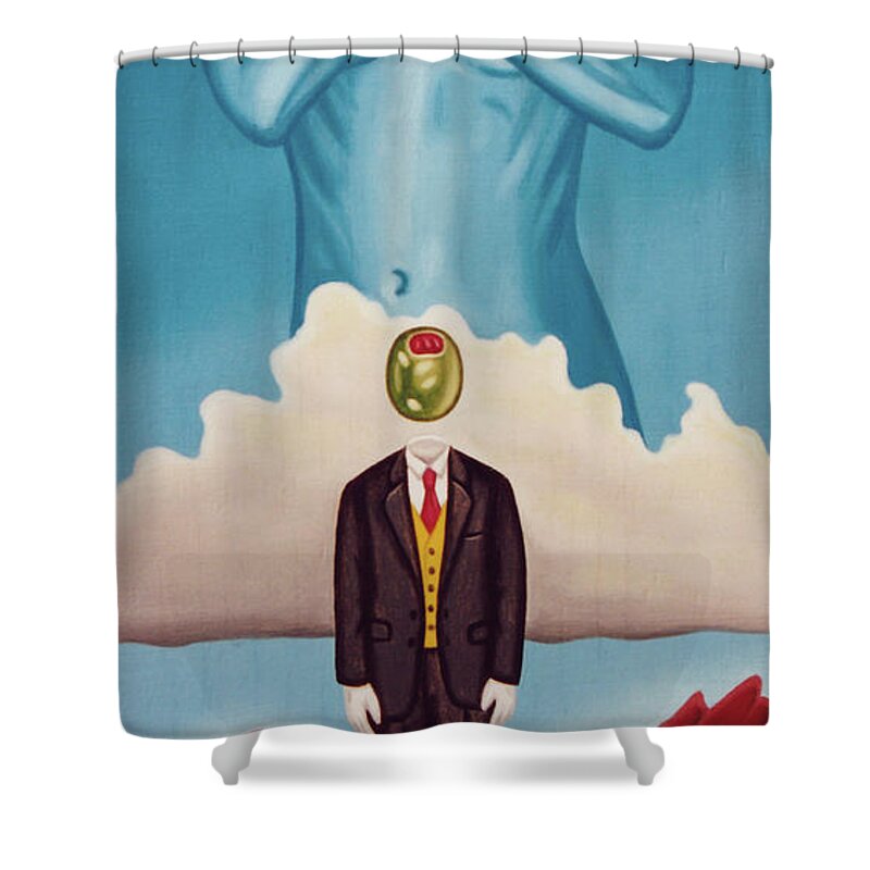  Shower Curtain featuring the painting Man Dreaming of Woman by Paxton Mobley