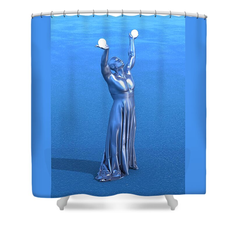 Art Shower Curtain featuring the digital art Man Lamp Number Eighteen by Joaquin Abella