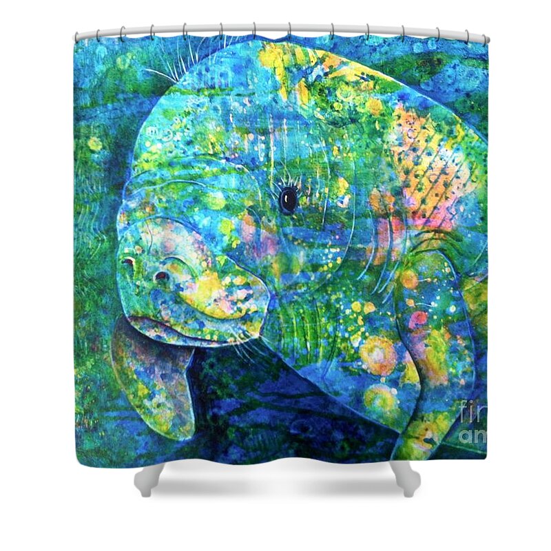 Manatee Shower Curtain featuring the painting Manatee by Midge Pippel
