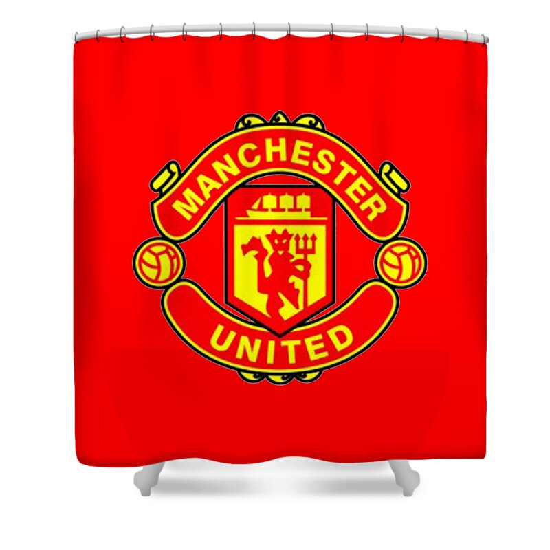 Manchester United Shower Curtain featuring the digital art Manchester United by Rawa Rontek