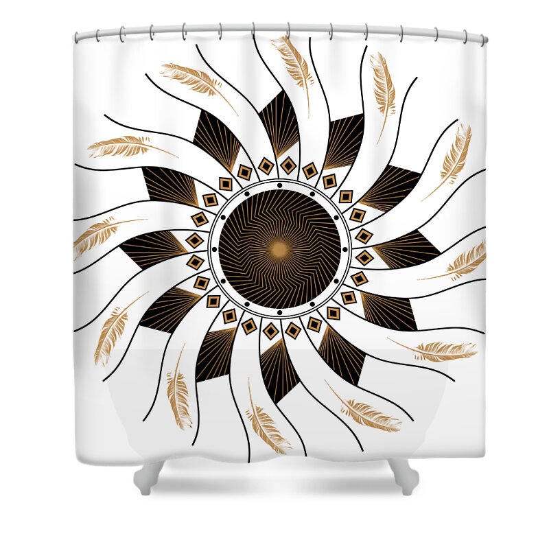 Mandala Shower Curtain featuring the digital art Mandala black and gold by Linda Lees