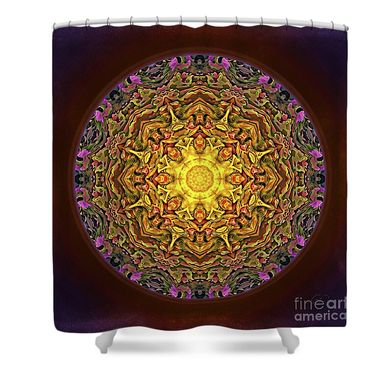 Gabriele Pomykaj Shower Curtain featuring the digital art Mandala - Evening Sun by Gabriele Pomykaj