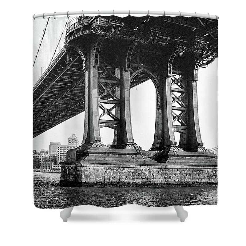 Manhattan Bridge Shower Curtain featuring the photograph Manhattan Bridge, afternoon by Gary Heller