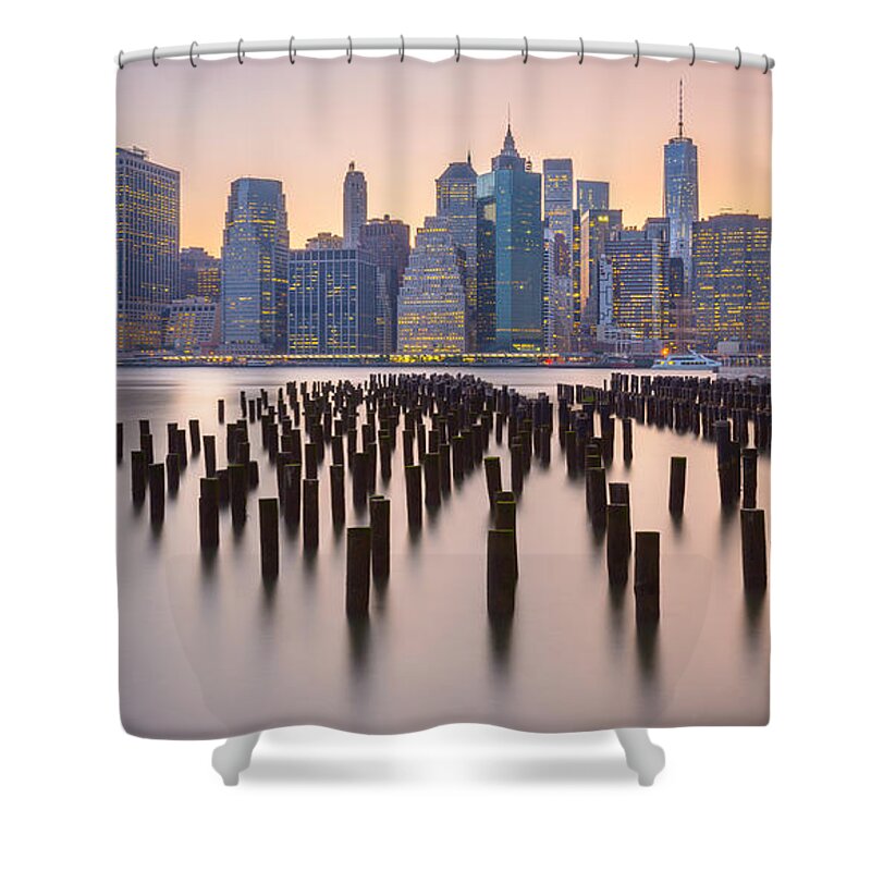 Manhattan Shower Curtain featuring the photograph Manhattan Dusk by Mark Rogers