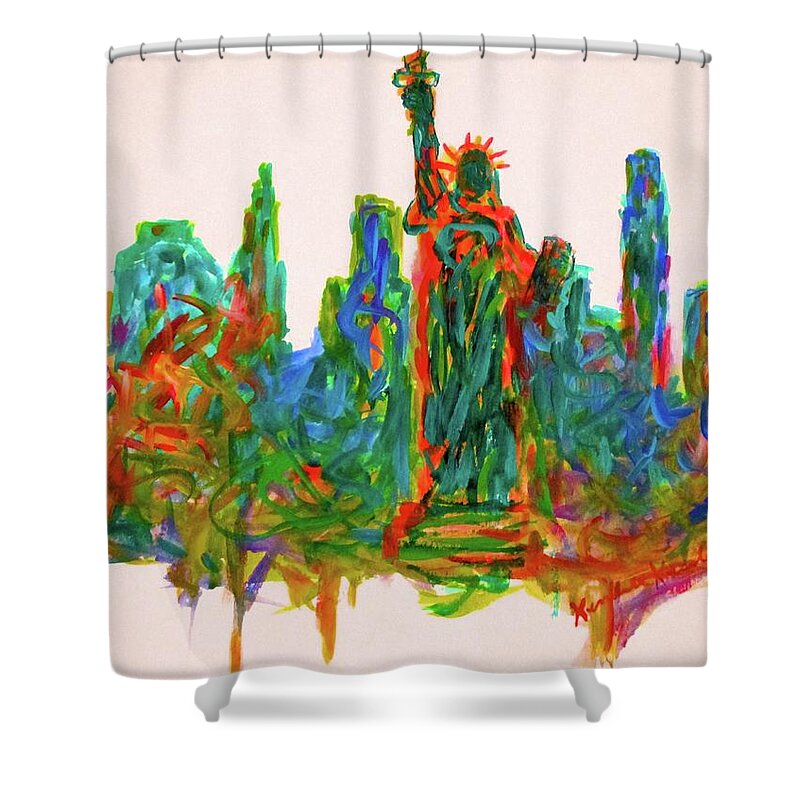 New York Prints For Sale Shower Curtain featuring the painting Manhattan Lady by Kendall Kessler