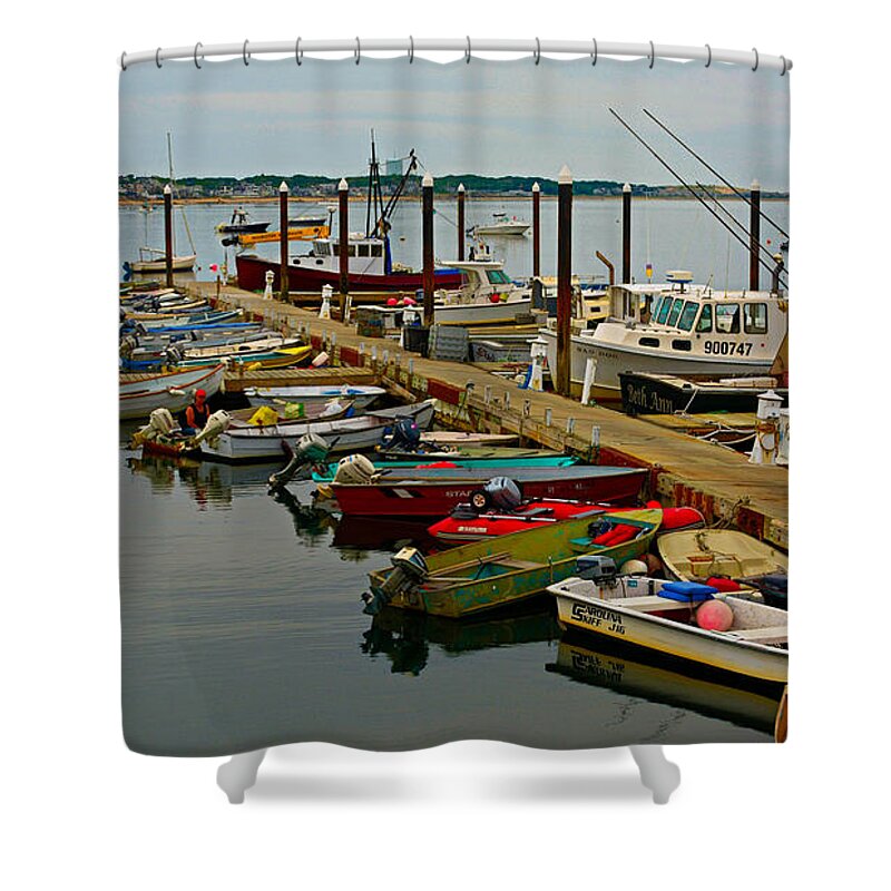 Cape Cod Shower Curtain featuring the photograph Many Boats by Alison Belsan Horton