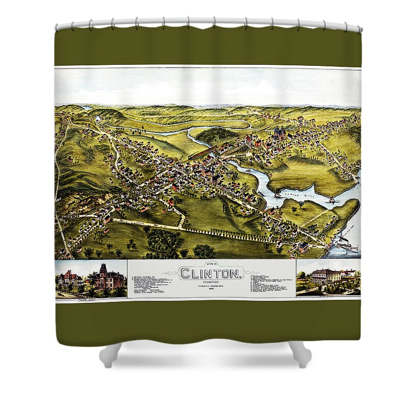 Map Shower Curtain featuring the photograph Map of Clinton Connecticut 1881 by Phil Cardamone