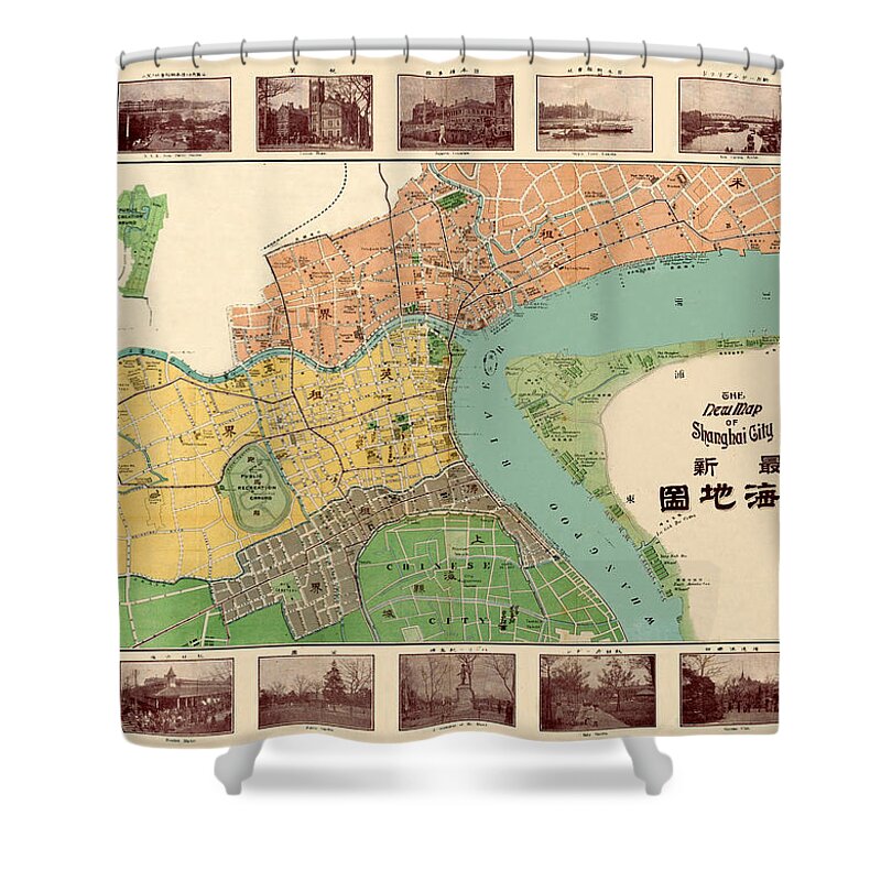 Map Of Shanghai Shower Curtain featuring the photograph Map Of Shanghai 1908 by Andrew Fare