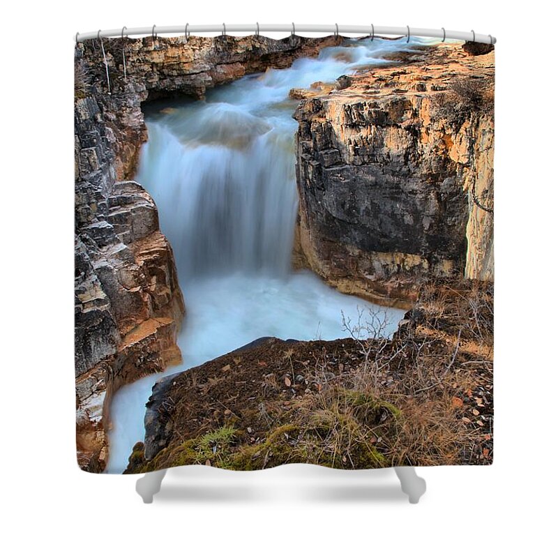 Kootenay Shower Curtain featuring the photograph Marble Canyon Falls Portrait by Adam Jewell