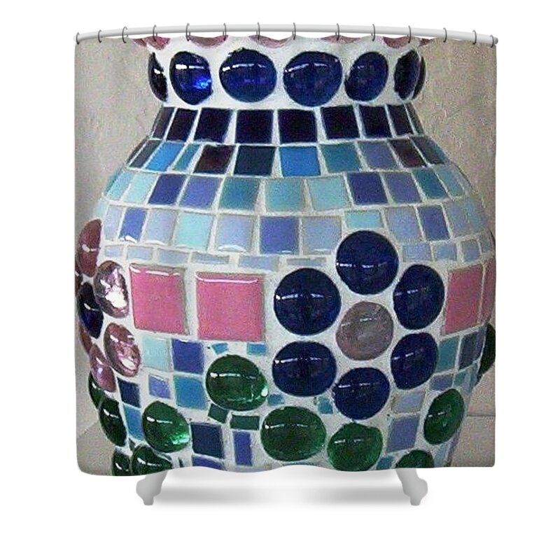 Glass Shower Curtain featuring the glass art Marble Vase by Jamie Frier