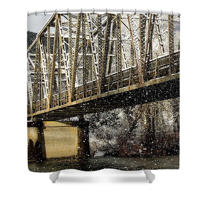 Bridge Shower Curtain featuring the photograph Marblemount WA Bridge by Bob Cournoyer