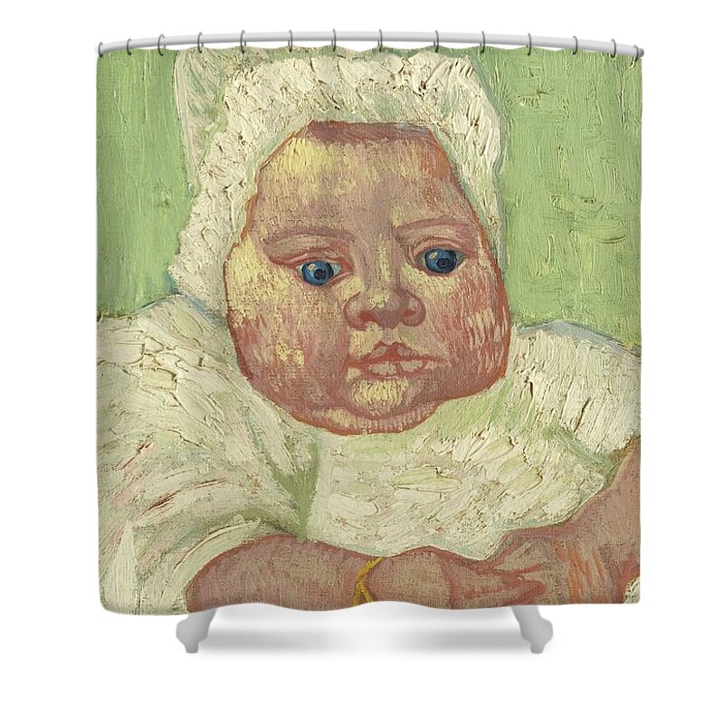 Vincent Van Gogh 1853 - 1890 Le B�b� Marcelle Roulin. Beautiful Little Baby Shower Curtain featuring the painting Marcelle Roulin by MotionAge Designs