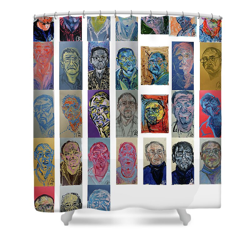 Bachmors Shower Curtain featuring the painting March Bachmors Dailyselfportrait by Bachmors Artist
