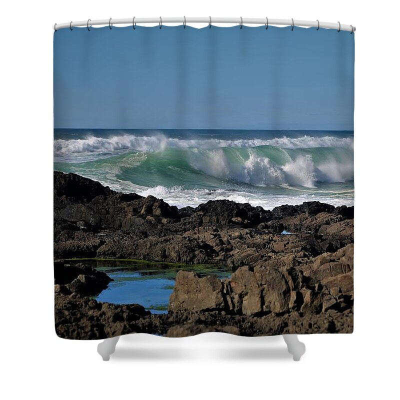 Waves Shower Curtain featuring the photograph March breakers by Sheila Ping