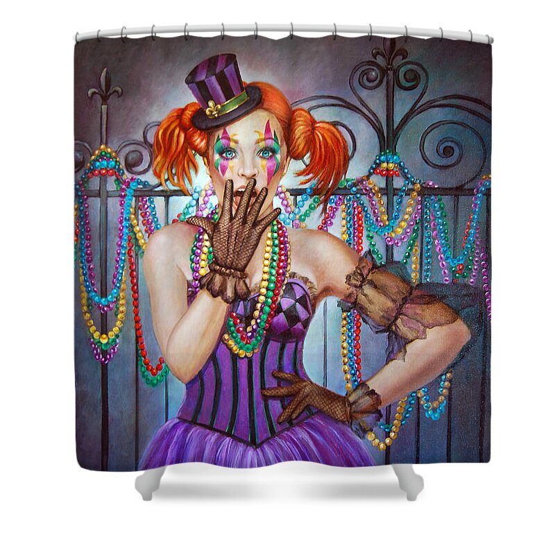 Mardi Gras Shower Curtain featuring the painting Mardi Gras Miss by Geraldine Arata