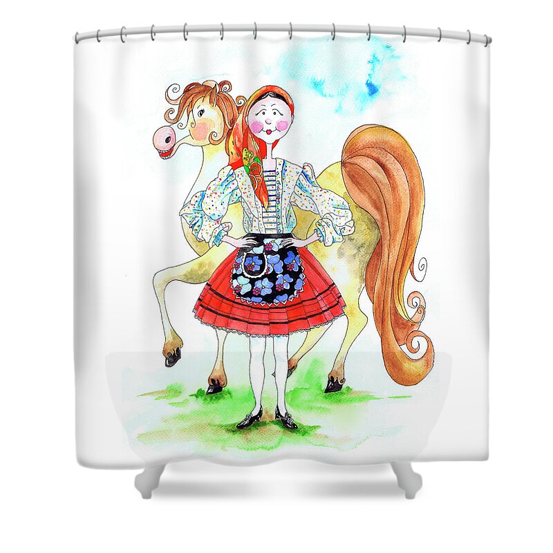 Portugal Shower Curtain featuring the painting Maria do Ribatejo by Isabel Salvador