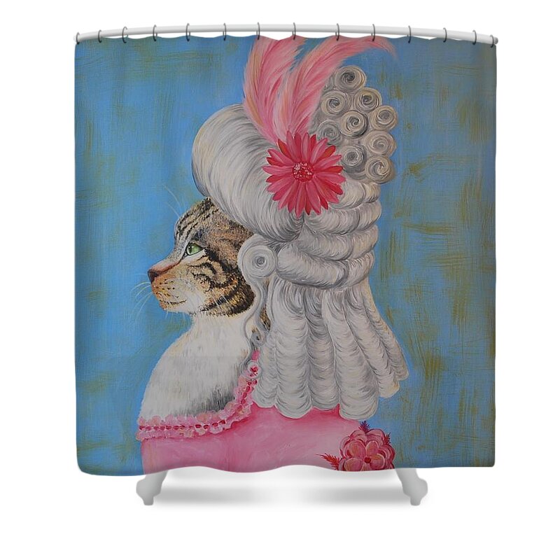 Humor Shower Curtain featuring the painting Marie Catoinette by Emily Page