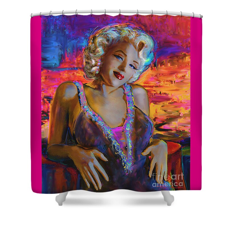 Marilyn Monroe Shower Curtain featuring the painting Marilyn Monroe 126 g by Theo Danella