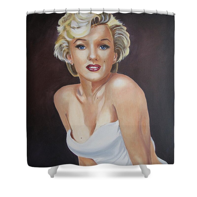 Portraits Shower Curtain featuring the painting Marilyn Monroe by Kathie Camara