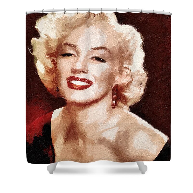 Marilyn Monroe Semi Abstract Shower Curtain featuring the painting Marilyn Monroe Semi Abstract by Georgiana Romanovna