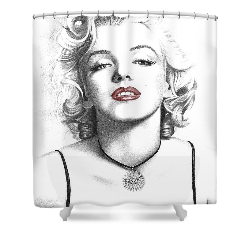 Portrait Shower Curtain featuring the drawing Marilyn Monroe - PPL885229 by Dean Wittle