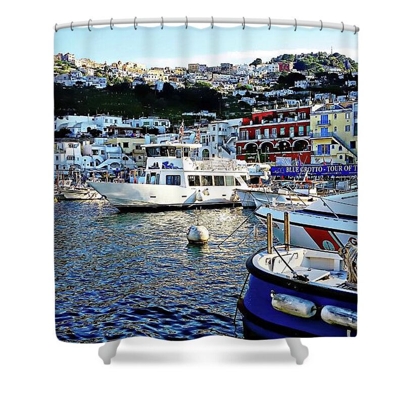 Europe Shower Curtain featuring the digital art Marina Grande - Isle of Capri by Joseph Hendrix