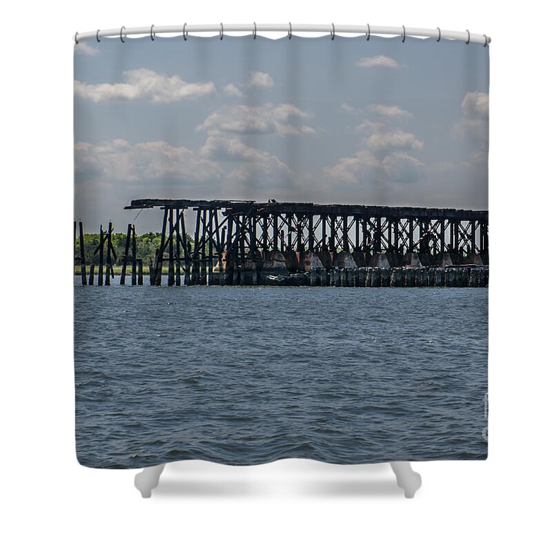 Dock Repair Shower Curtain featuring the photograph Marine Repair by Dale Powell