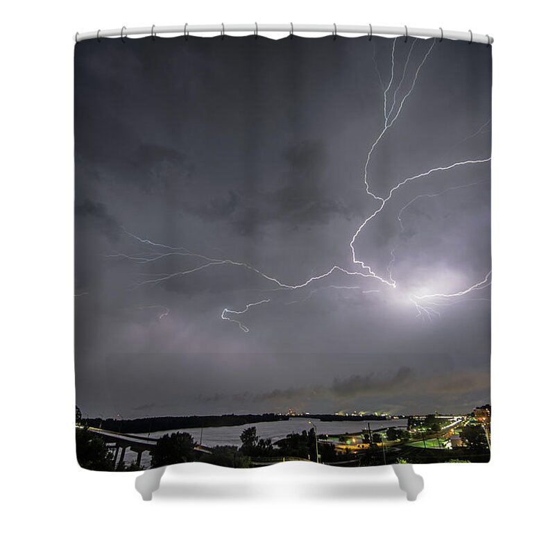 Lightning Shower Curtain featuring the photograph Mark Twain Crawler1 by Paul Brooks