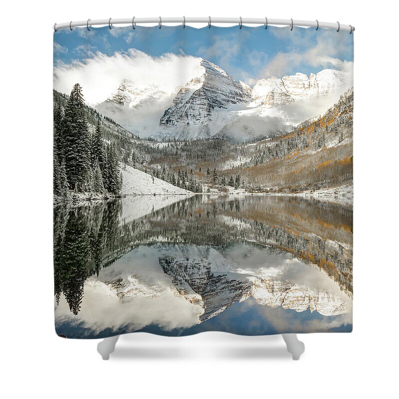 Maroon Bells Shower Curtain featuring the photograph Maroon Bells - Aspen Colorado 1x1 by Gregory Ballos