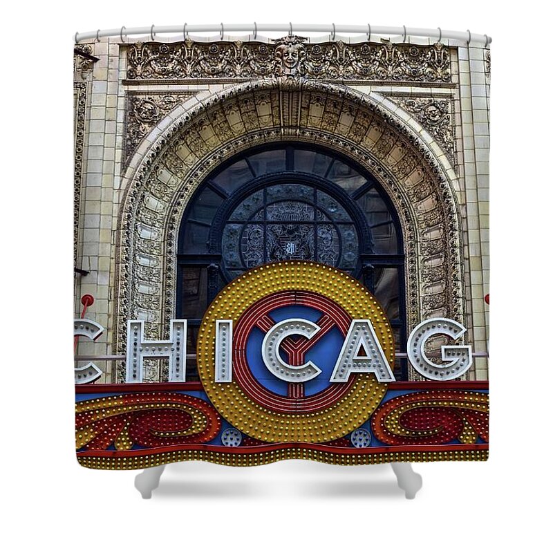 Chicago Shower Curtain featuring the photograph Marquee Close Up by Frozen in Time Fine Art Photography