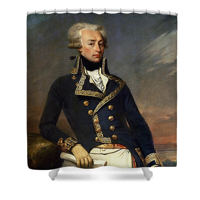 Lafayette Shower Curtain featuring the painting Marquis de Lafayette Painting - Joseph-Desire Court by War Is Hell Store