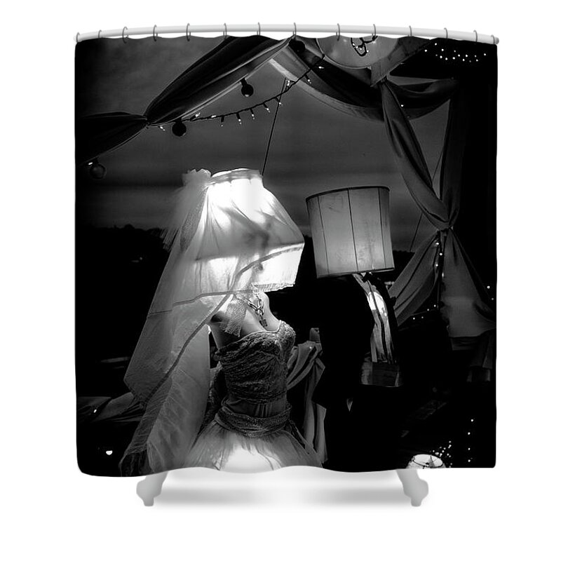 Black Shower Curtain featuring the photograph Marriage of Darkness and Light by Alan Raasch