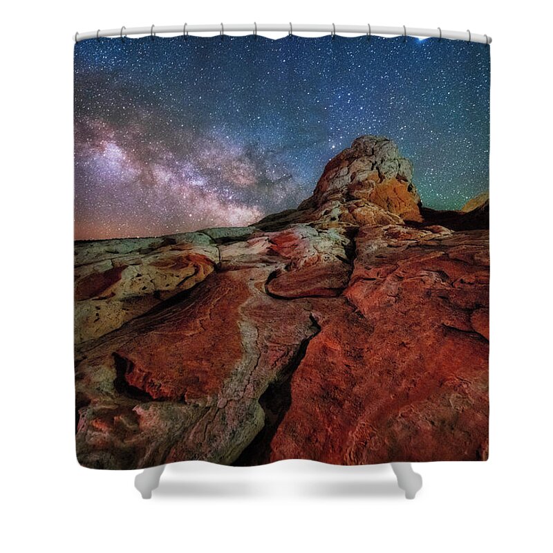 Milky Way Shower Curtain featuring the photograph Mars or White Pocket Milky Way by Michael Ash