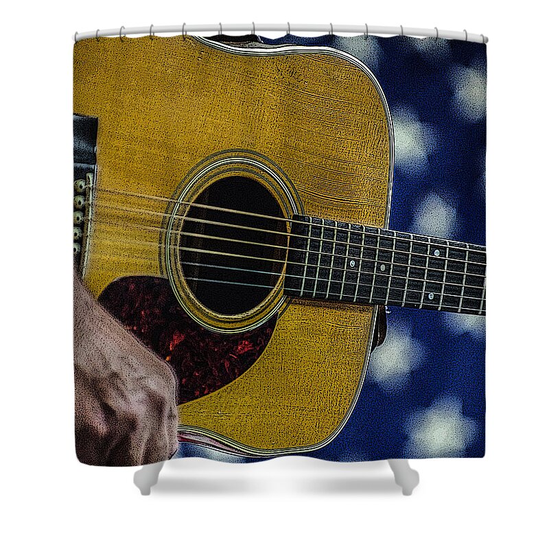 Martin Shower Curtain featuring the photograph Martin Guitar 1 by Jim Mathis