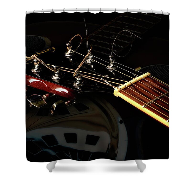 Martinez Guitar Shower Curtain featuring the photograph Martinez Guitar 003 by Kevin Chippindall