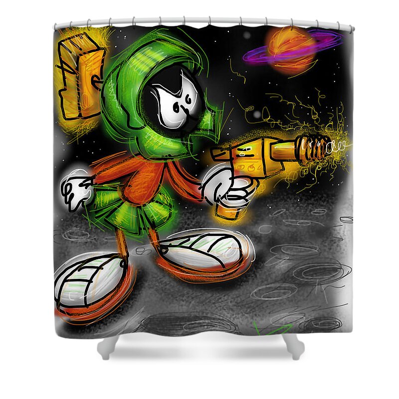 Marvin Shower Curtain featuring the digital art Marvin the Martian by Russell Pierce