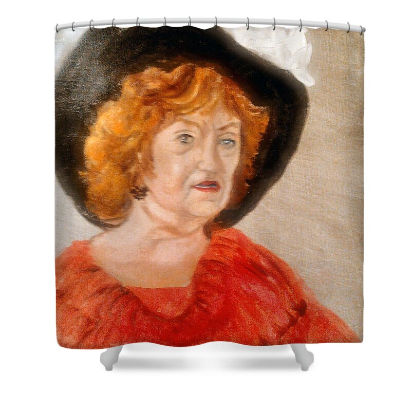 People Shower Curtain featuring the painting Mary Fracis by Arlen Avernian - Thorensen