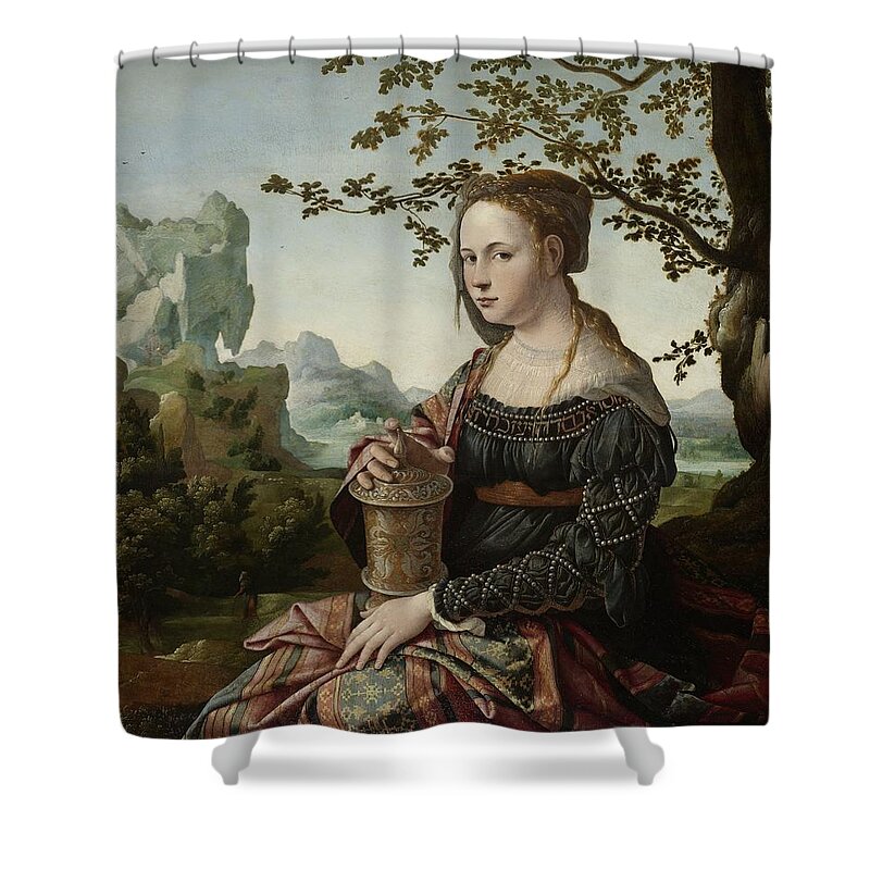Painting Shower Curtain featuring the painting Mary Magdalene, 1530 by Vincent Monozlay