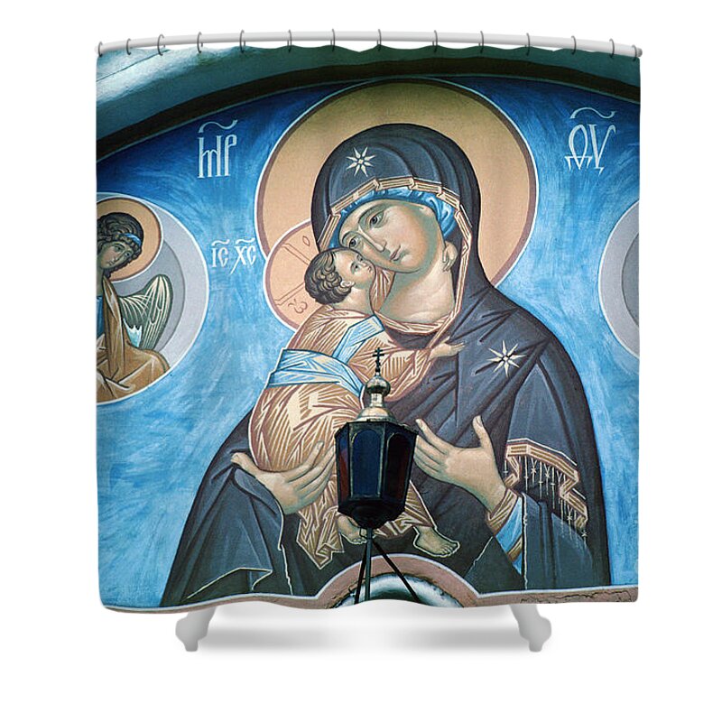 Trinity Lavra Of St. Sergius Shower Curtain featuring the photograph Mary Magdelena Jesus Christ Angels Trinity Lavra by Wernher Krutein