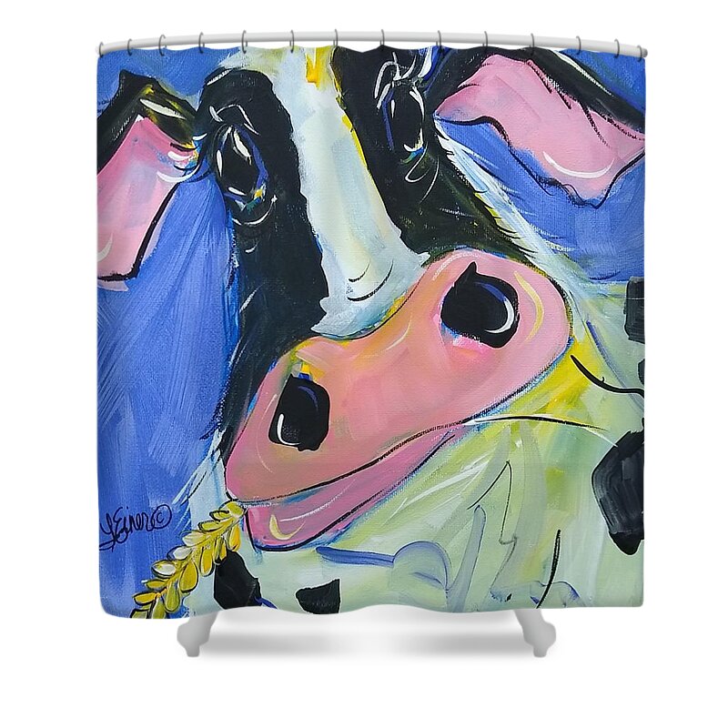 Cow Shower Curtain featuring the painting Maryanne by Terri Einer