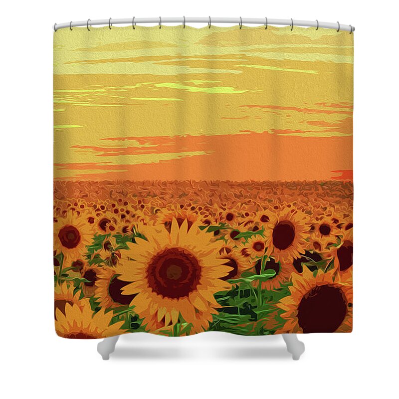 Maryland Shower Curtain featuring the painting Maryland Sunflowers by AM FineArtPrints