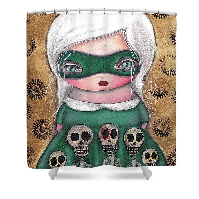 Halloween Shower Curtain featuring the painting Mascara by Abril Andrade