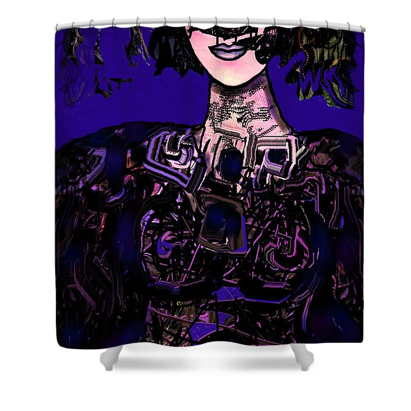 Woman Shower Curtain featuring the mixed media Masked by Natalie Holland